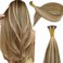 Remy I Tip Hair Extensions Human Hair Chocolate Brown to Caramel Blonde Real Itip Human Hair 16Inch Pre Bonded Iips Extensions Invisible For Women 30G/Pack
