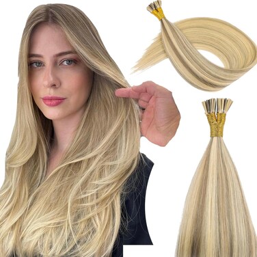 Virgin Remy I Tip Hair Extensions Human Hair Blonde Real Itip Human Hair Extensions 22Inch I Tips Human Hair Extensions Invisible For Women 30G/Pack
