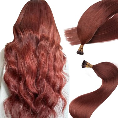 Itip Human Hair Extensions I Tip Hair Extensions Human Hair 50g 18inch(#32) Reddish Brown Itip Hair Extensions I Tips Hair Extensions Real Human Hair Cold Fusion Itip Hair Extensions