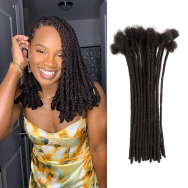 0.4cm Thickness Real Human Hair Dreadlock Extensions for Men/Women 12 Inch 10 Strands Full Handmade Permanent Locs Extensions Human Hair Can Be Dyed and Bleached