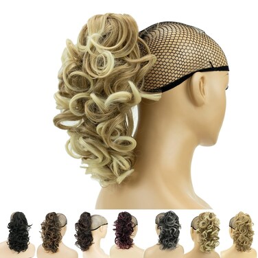 IMISSU Messy Curly Hair Short Claw Ponytail Hair Extensions Pony Tail Clip in Hairpieces (Honey Dirty Blonde)
