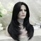Jet Black Lace Front Wig: T Part Synthetic Wig, Wolf Cut/Layer Cut Straight Hair Wig 24 Inches, Heat Resistant Synthetic Glueless Wig Soft and Natural Looking Hair Daily Wig