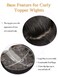 PANEWAY Hair Toppers For Women 20inch Long Wavy Curly Hair Topper Darkest Brown Clip In Synthetic Wiglets Hair Pieces For Women