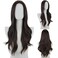 FREE BEAUTY Long Dark Brown Wavy Wig for Women 26 Inch Middle Part Curly Wavy Wig Natural Looking Synthetic Heat Resistant Fiber Wig for Daily Party Use
