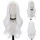 FREE BEAUTY Long White Wavy Wig for Women Middle Part Curly Wavy Wig Natural Looking Synthetic Heat Resistant Fiber Wig for Daily Party Use 26 Inch