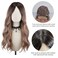 FREE BEAUTY Long Ombre Brown Wavy Wig for Women Middle Part Lace Front Curly Wavy Wig Natural Looking Synthetic Heat Resistant Fiber Wig for Daily Party Use 26 Inch