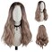 FREE BEAUTY Long Ombre Brown Wavy Wig for Women Middle Part Lace Front Curly Wavy Wig Natural Looking Synthetic Heat Resistant Fiber Wig for Daily Party Use 26 Inch