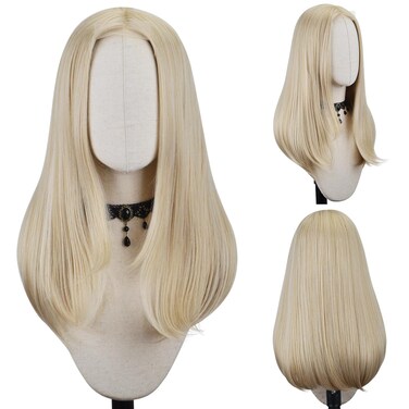 FREE BEAUTY Long Blonde Wig for Women Straight Hair Wig Middle Part Wig With Small Piece Lace Natural Looking Synthetic Heat Resistant Fiber Wig for Daily Party Use 22 Inch