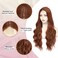 NAYOO Auburn Wig for Women, 26 Inch Long Auburn Wavy Wigs for Women, Natural Looking Cooper Red Wig, Heat Resistant Synthetic Hair Wig, Middle Part Cooper Red Curly wig for Daily Party Use