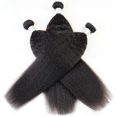 Yaki Straight Bundles Human Hair Kinky Straight Bundles Weave 12A Brazilian Remy Hair 16 16 16 inch Real Unprocessed Virgin Hair 3 Bundles Extensions Natural Color