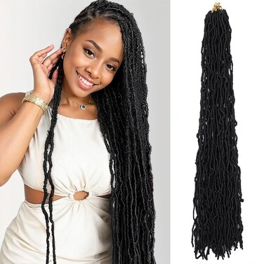 7 Packs Faux Locs Crochet Hair Soft Locs Crochet Hair New Natural Butterfly Locs Crochet Hair For Women Goddess Locs Synthetic Pre looped Crochet Braids (30 Inch (Pack of 7), 1B#)