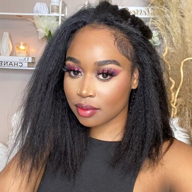 12 Inch Kinky Straight Clip in Hair Extensions, Synthetic 7 PCs Seamless Yaki Clip ins Hair Extension for Black Women