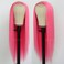 QD-Tizer Pink Synthetic Hair Wigs Natural Red Pink Mixed Long Straight Hair Heat Resistant Synthetic Wigs for Fashion Women