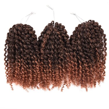 8'' Mali Bob Braiding Hair Ombre Jerry Curl (3 Bundles/pack) Marlybob Crochet Braiding Hair Afro Kinky Curl Braids Hair Extension(T 1B/30)