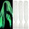 White Braiding Hair Jumbo Braids Extensions Pre Stretched Braiding Hair 24inch 3Pcs Glow in the Dark Hair