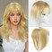 Hair Toppers For Women Real Human Hair 360&deg; 3D Cover Human Hair Topper with Bangs Hair Pieces Wispy Bangs Hair Extensions Clip in Bangs with Thinning Hair for Daily Wear Honey Blonde
