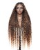 Human Hair Boho Curls Box Braided Wigs 36" Real Swiss HD Full Lace Lightweight High Density Knotless Tangle-free Boho Box Braided Wig - Ultra Full 121 Strands Ombre Brown Wig