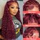 Jessica Hair 99j 7x6 HD Lace Front Glueless Wigs Pre Plucked 180% Density Burgundy Deep Wave Lace Front Wigs Bleached Knots with Baby Hair Wine Red Curly Braid Hair Wigs(20 Inch)