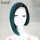 Bob Lace Front Wigs for Women Asymmetrical Bob Wigs Side Part Bob Lace Wig Ombre Dark Green Blunt Cut Heat Resistant Hair for Daily Use