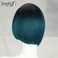Bob Lace Front Wigs for Women Asymmetrical Bob Wigs Side Part Bob Lace Wig Ombre Dark Green Blunt Cut Heat Resistant Hair for Daily Use