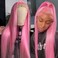 Synthetic Lace Front Wigs Pink Hair Lace Front Wigs 24&lsquo;&rsquo; Long Straight Hair Glueless Lace Wigs for Fashion Women