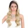 Kalyss 24" Side Parted Lace Front Wigs for Women Long Body Wavy Curly Heat Resistant Japan-made Synthetic Lace Frontal Wigs with Baby Hairs for Daily Wear (Ombre Blonde)