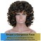 KEAT Wigs for Black Women 14" Short Curly Kinky Wig with Bangs Mixed Brown Big Curly Afro Wigs for African American Cute Natural Synthtic Soft Wigs for Daily Party K016BB