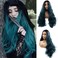Ombre Blue Green Mermaid Wigs for Women Girls Best Pastel Black Green Wavy Natural Hairline Side Part Dark Roots 2Tone Handmade Synthetic Lace Front Wigs Soft Glueless Hair Replacement Wigs 24 Inch
