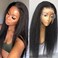 Kinky Straight Human hair Wig 13X4 Kinky Straight Wig Human Hair PrePlucked with Baby Hair 180% Density Yaki Straight Human Hair Wig 18 Inch Brazilian Remy Hair for Women