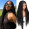 Braided Wigs for Black Women 36&rdquo; Boho Knotless Box Braided Wig Bohemian Braid Wig with Baby Hair Over Hip-Length Synthetic Black Braided Lace Front Wig