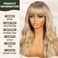 KOME Blonde Wig with Bangs,Ombre Blonde Wavy Wigs for Women,Shoulder Length Curly Synthetic Hair Wig for Party Daily Use 18IN&hellip;