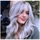KRSI Grey Layered Synthetic Wigs for White Women, Wig With Bangs Side Part Layered Mixed Silver Grey Wavy Natural Hair Wig for Women Daily Party Gray Wigs(Silver Gray)