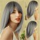 KRSI Grey Layered Synthetic Wigs for White Women, Wig With Bangs Side Part Layered Mixed Silver Grey Wavy Natural Hair Wig for Women Daily Party Gray Wigs(Silver Gray)