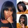 Straight Bob Wig Human Hair 8 Inch Wear and Go 3X1 Lace Front Bob Human Hair Wig with Bangs Short Straight 3x1 HD Lace Frontal Bob Wig Middle Part Lace Frontal Bob wig Pre Plucked Natural black