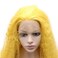 Mxangel Long Curly Lace Front Synthetic Hair Yellow Cosplay Party Wig Heat Resistant Fiber