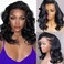 Bob Wig Human Hair 13x4 Body Wave HD Lace Front Wigs Human Hair 180% Density Glueless Wigs Human Hair Pre Plucked Short Bob Wigs for Black Women Human Hair Natural Black Color 14inch