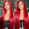 Red Wig Lace Front Wigs Red Hair Synthetic Lace Front Wigs for Fashion Women Long Straight Hair Glueless Lace Wigs 24 Inch