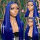 Blue Lace Front Wig Long Straight Navy Blue Synthetic Lace Front Wigs for Fashion Woman Heat Resistant Fiber Hair Glueless Lace Wigs Pre Plucked