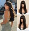 LANOVA Brown Wigs for Women Synthetic Hair Afro Brown Wig with Bangs Realistic Looking Chocolate Wig 20 inch LANOVA-128
