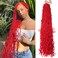 Leeven Red Soft Locs 36 Inch Crochet Braids Hair 7 Pakcs Distressed Faux Locs Long Boho Goddess Locs Natural Butterfly Locs Curly Wavy Synthetic Braiding Hair Dreadlock Extensions for Black Women
