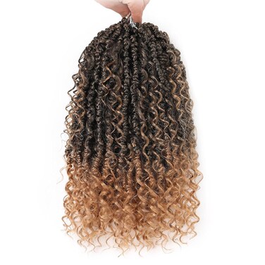 Leeven 8 Packs Goddess Passion Twist Hair 14 Inch Ombre Honey Blonde Pre Twisted Crochet Boho Style Passion Twist Pre Looped Bomb Twists Curly Ends Synthetic Braids for Women Girl #T27
