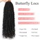 Leeven 24 Inch Pre-twisted Butterfly Locs Crochet Hair 6 Packs Natural Black Long Distressed Faux Locs Crochet Braids Hair With Curly Ends Pre-looped Messy Bohemian Butterfly Braids Hair