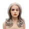 Hair Synthetic Lace Front Wig Wavy Shoulder Length 16inch Light Gray Heavy Density Heat Resistant Realistic Wig