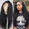 Lace Front Wigs Human Hair Pre-Plucked Deep Wave Synthetic Artificial Wigs Long Middle Part Curly Glueless Wigs for Black Women Girls Transparent Lace Front Closure Glueless Wigs 30 Inch