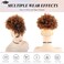 LEOSA Wig Afro Puff Drawstring Ponytail Bun with Bangs Heat Resistant Synthetic Short Kinky Curly Ponytail Updo Hair Extensions with Two Clips Natural Looking Curly Women Hairpieces (#1B/30)