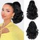 MAYSA Short Ponytail Hair Extension, 10 Inch Claw Clip Ponytail Extension, Wavy Curly Claw Clip in Ponytail Hair Extensions, Natural Fake Ponytail Synthetic Hairpiece for Women #1B