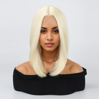 Short Bob Wig Synthetic Lace Frontal Wigs For Women Black Straight Hair Glueless Yaki Straight Heat Resistant Natural Wig