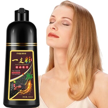 Instant Blonde Brown Hair Dye Shampoo 500ml for Men &amp; Women, 3 in 1 Golden Color 100% Gray Coverage, Natural Dye in Minutes 17.6 Fl Oz