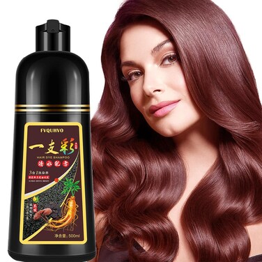 Natural Wine Red Herbal Hair Dye Shampoo, 3 in 1 Burgundy for Gray Hair, 16.9 Fl Oz (Men &amp; Women)