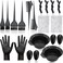 20 Pcs Hair Dye Brush and Bowl Set, Hair Dye Coloring Kit, Hair Coloring Bleaching, Hair Dye Tools for DIY Salon. Hair Tinting Bowl/Dye Brush/Ear Cover/Gloves/Tint Comb